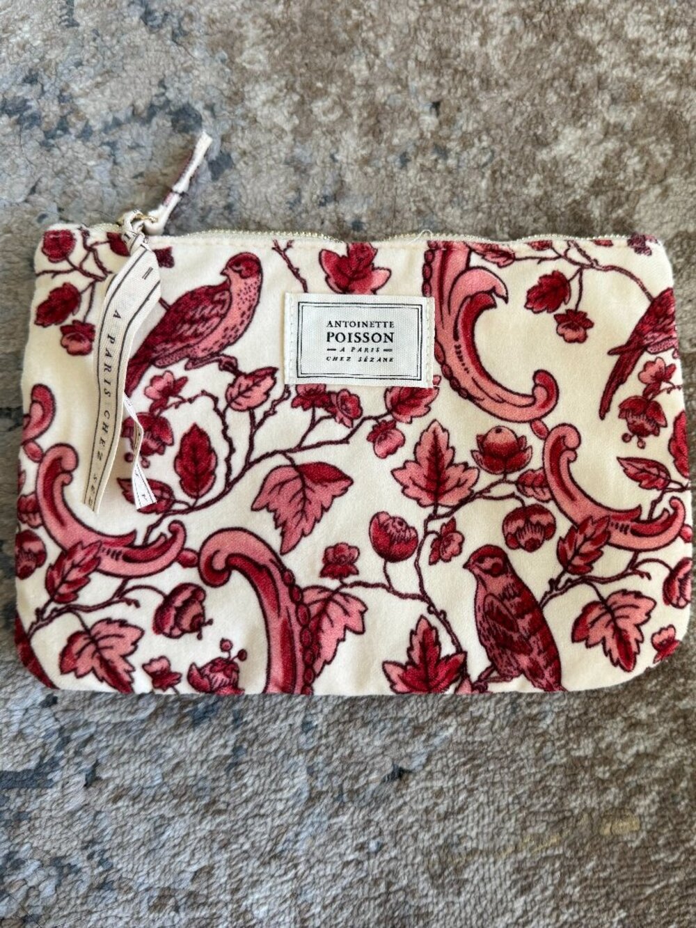 Sézane Antoinette Poisson Zipper Pouch Makeup Bag
